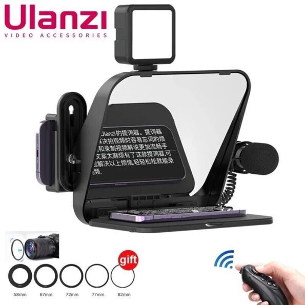 ULANZI RT02 Universal Teleprompter for Camera, Tablet, Smartphone with Remote Control